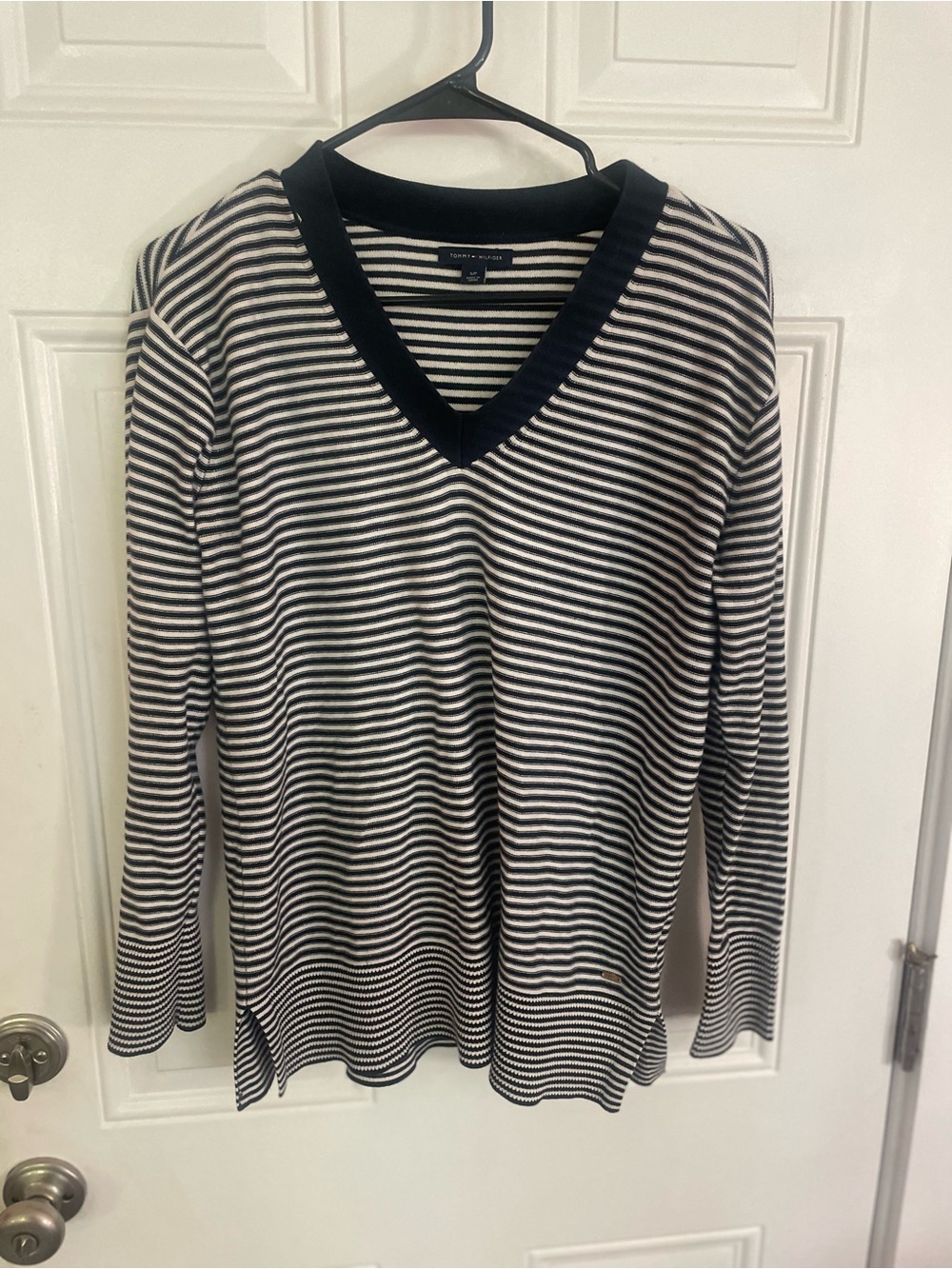Tommy Hilfiger Striped V Neck Sweater